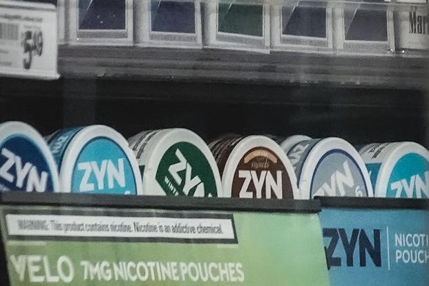 Containers of Zyn, a smokeless nicotine pouch, are displayed for sale